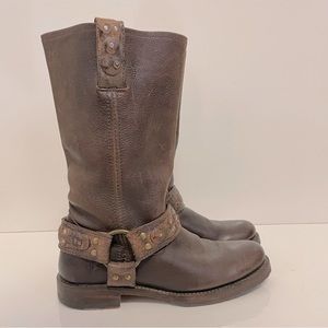 Frye Brown Leather Combat Boots